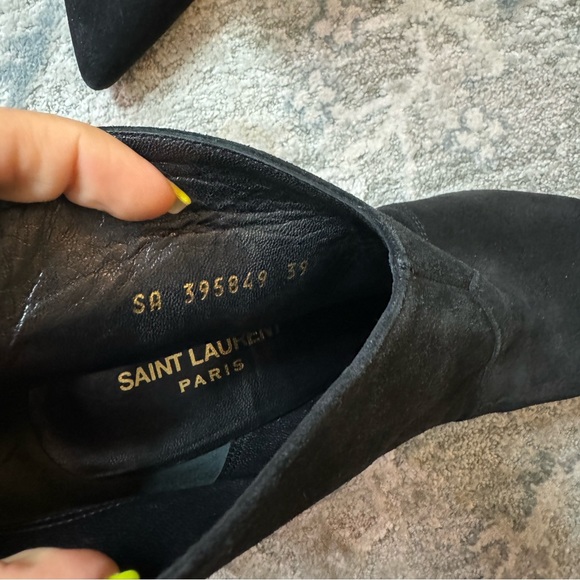AUTHENTIC SAINT LAURENT SUEDE ANKLE HEELS BOOTS BLACK - Picture 7 of 10